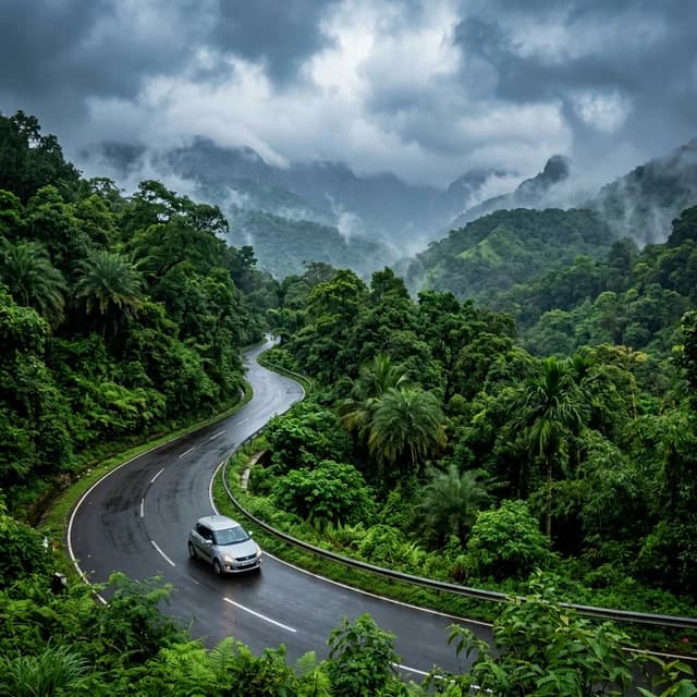 Scenic road through Western Ghats Karnataka for a weekend getaway