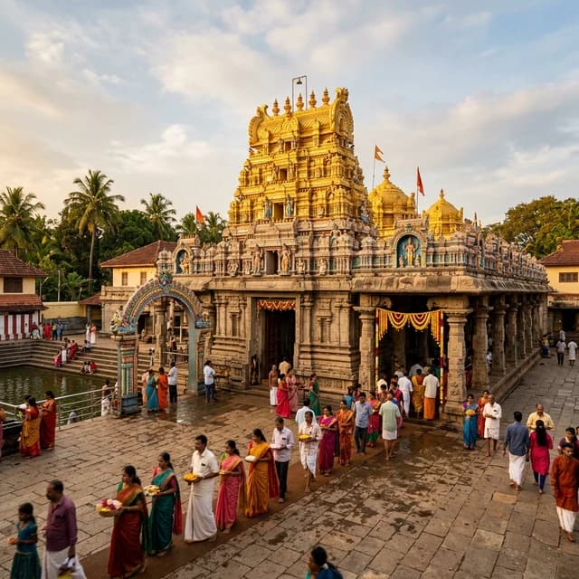 Sri Krishna Temple in Udupi, Karnataka with golden architecture